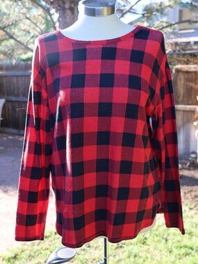 Red & Black Plaid Pullover Top